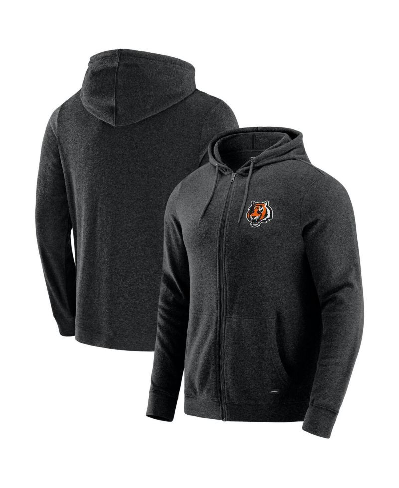 Men's Dark Heather Gray Cincinnati Bengals Players Lounge Tri-Blend Full-Zip Hoodie