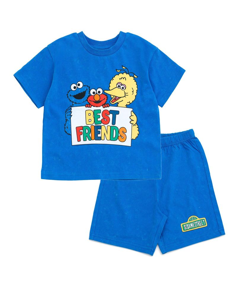 Baby Boys Oscar the Grouch Elmo Bert and Ernie Graphic T-Shirt and Shorts Outfit Set Infant to Little Kid