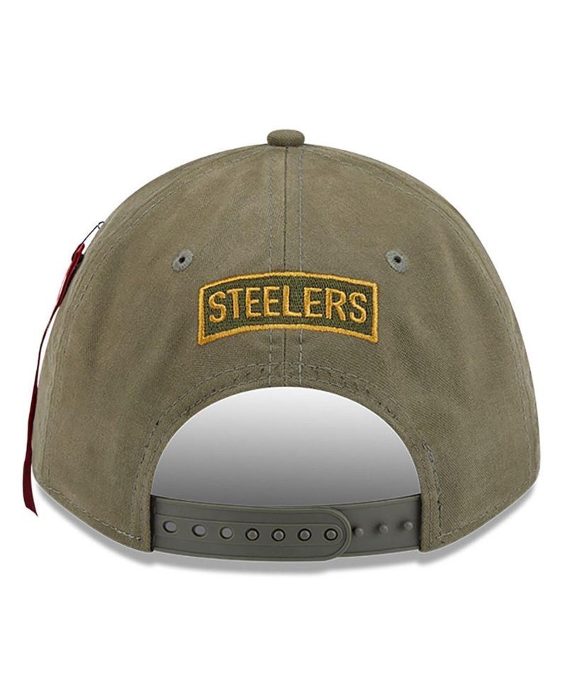 x Alpha Men's Industries Olive Pittsburgh Steelers A-Frame 9FORTY Adjustable Hat