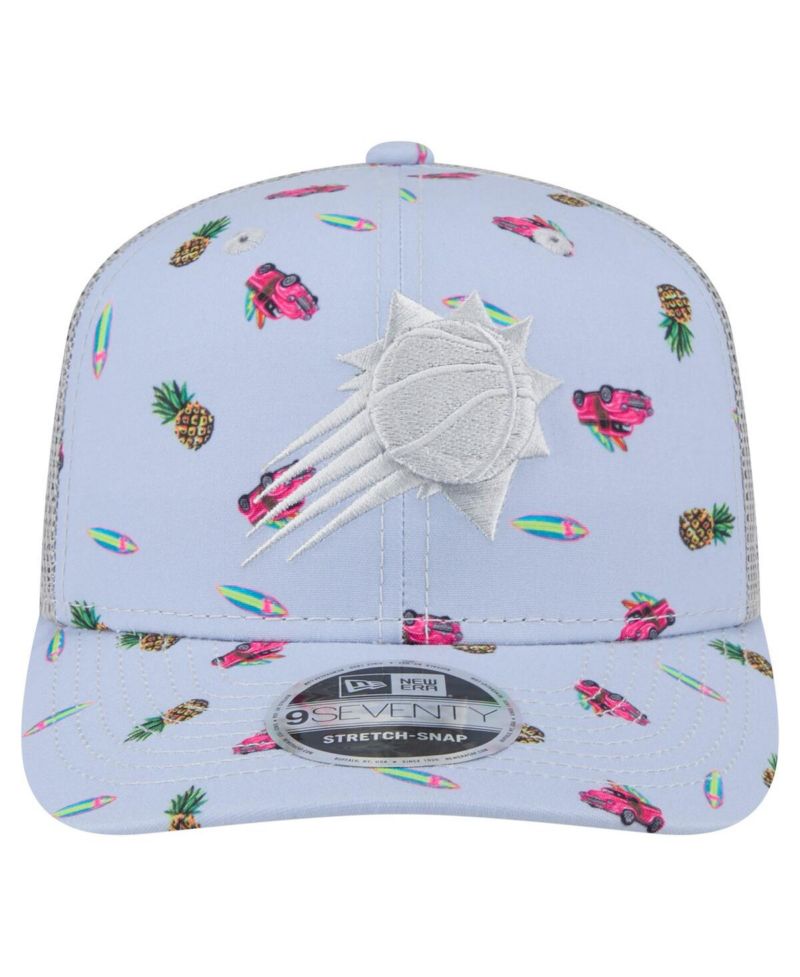 Men's Light Blue/Gray Phoenix Suns Adventure Aloha Pattern 9SEVENTY Stretch-Snap Hat