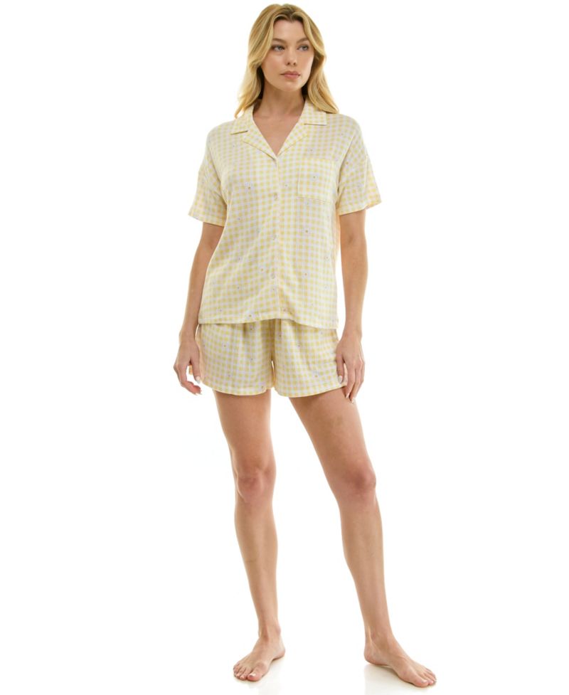Women's Collared Top and Pull-On Shorts, 2-Piece Set