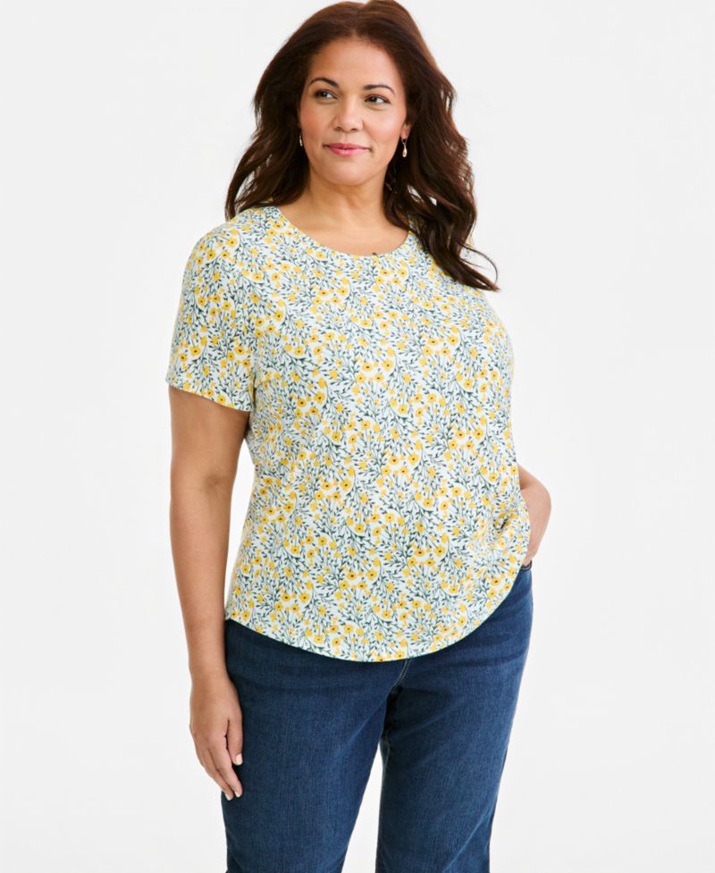 Petite Printed Short-Sleeve Crewneck Tee