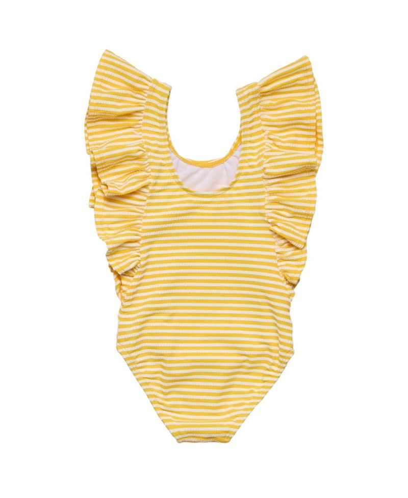 Little Girls Sunshine Stripe Wide Frill Swimsuit