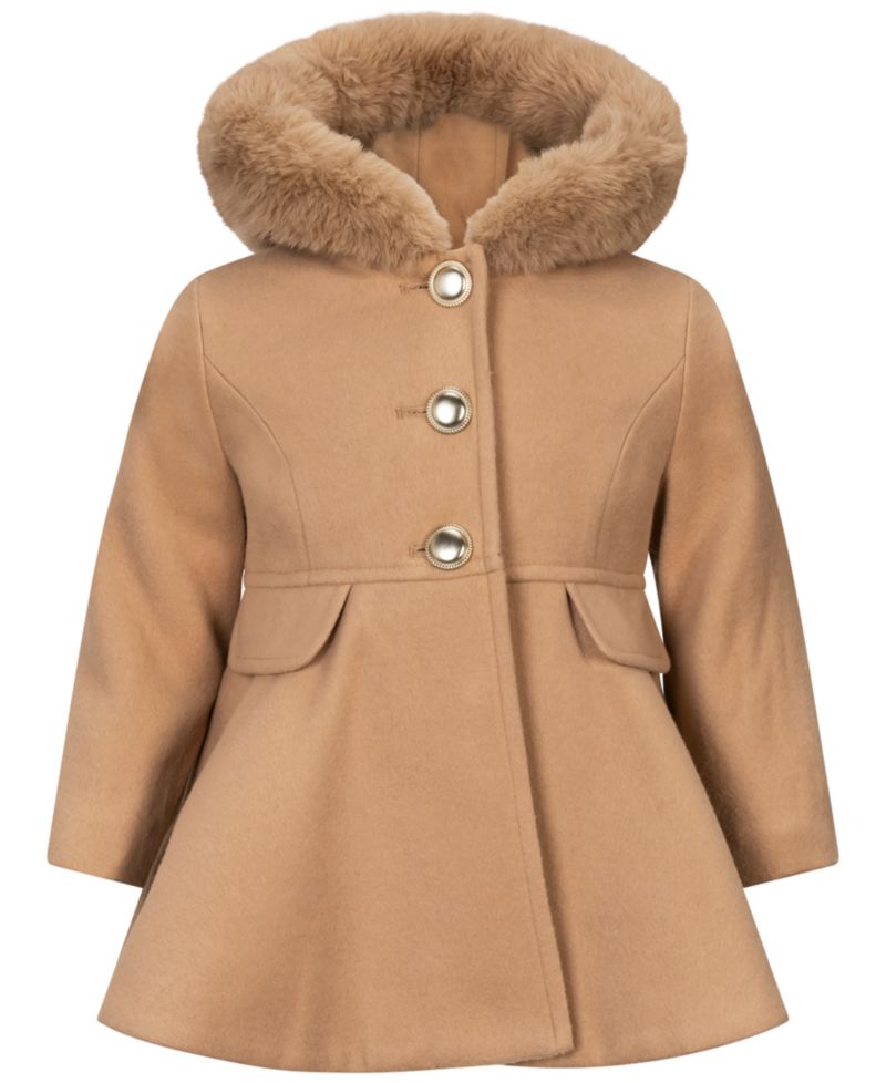 Baby Girls' Hooded Single-Breasted Coat