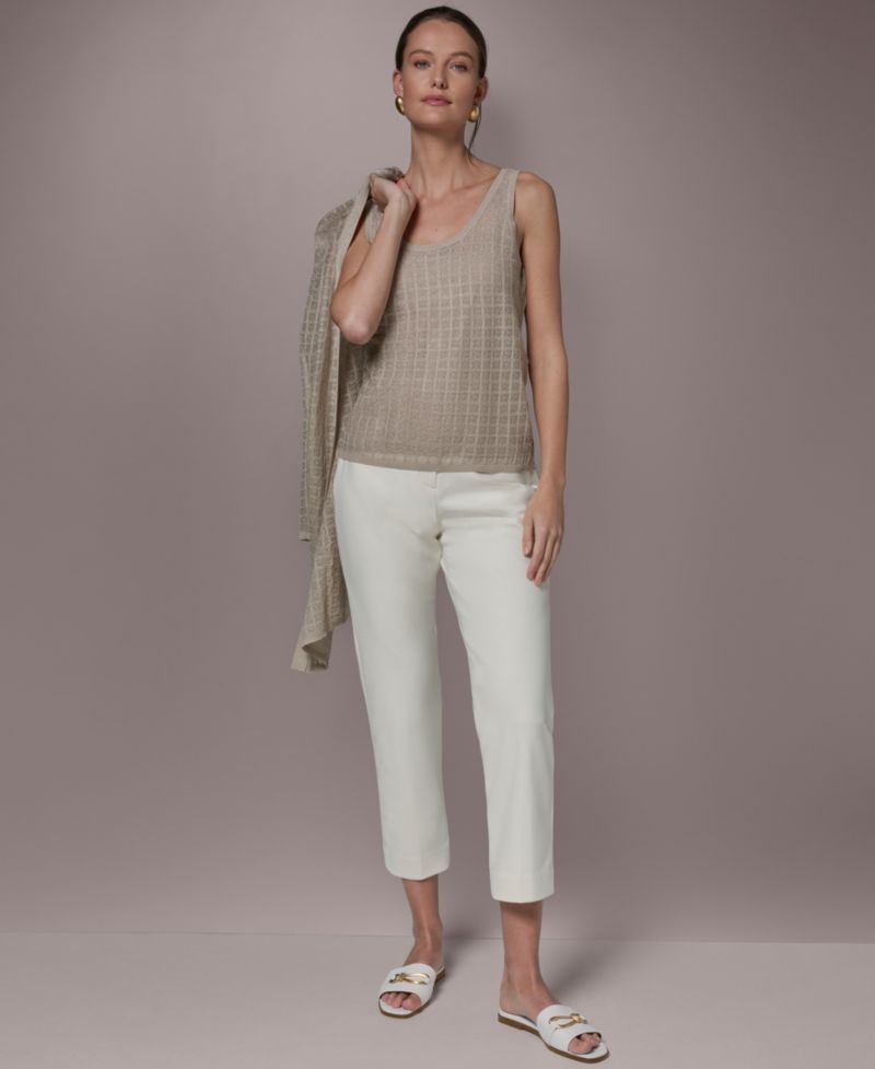 Women's Grid Pattern Sleeveless Sweater