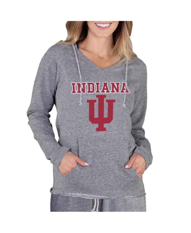 Women's Gray Indiana Hoosiers Mainstream Lightweight Terry Pullover Hoodie