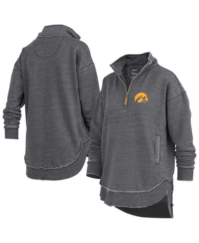 Women's Black Iowa Hawkeyes Northfork Sojourn Poncho Quarter-Zip Sweatshirt