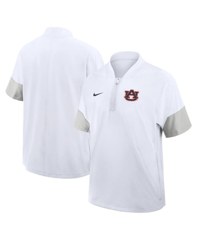 Men's White Auburn Tigers 2025 Sideline Coaches Lightweight Short Sleeve Jacket