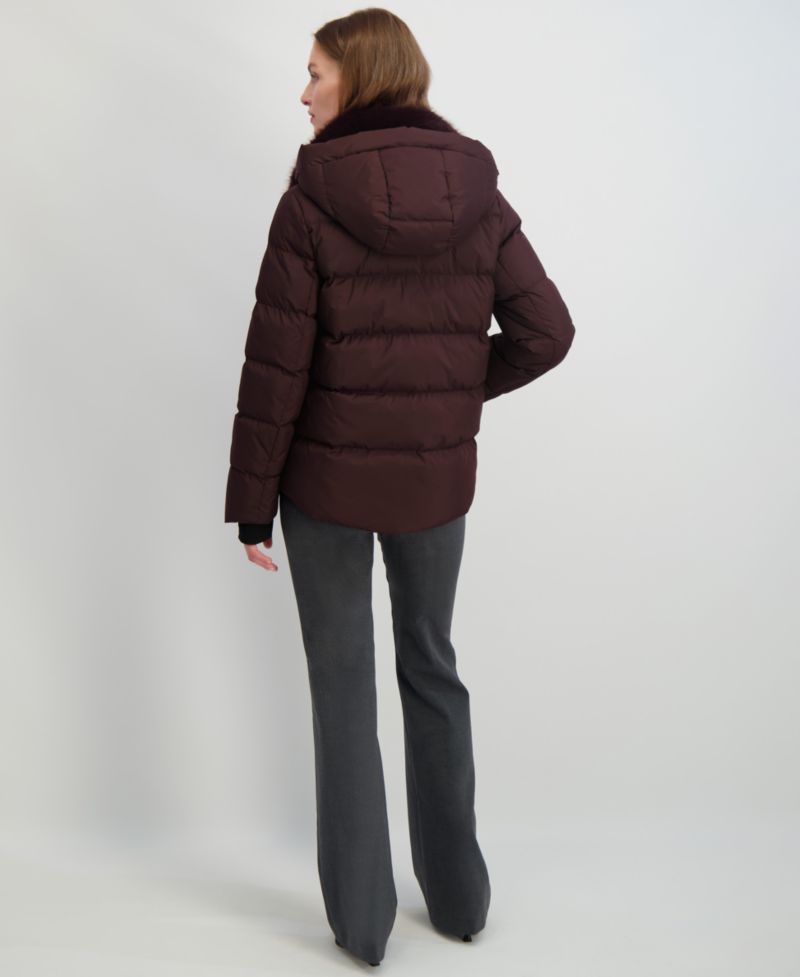 Women's Faux-Fur-Collar Hooded Puffer Coat