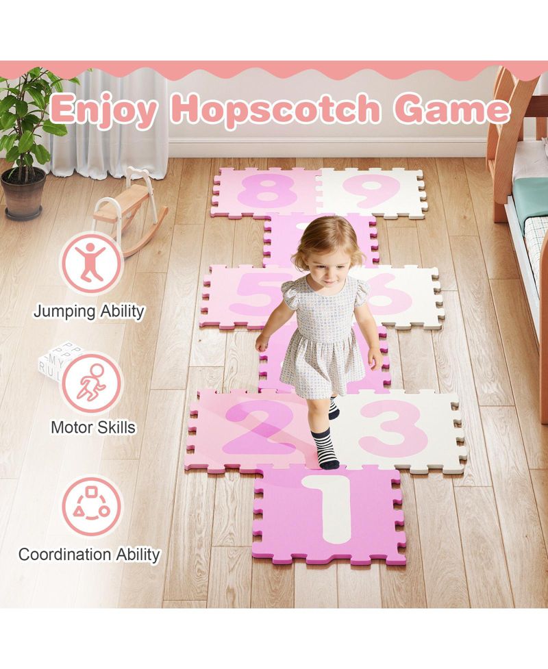 Interlocking Foam Puzzle Floor Mat, 9-Piece Set
