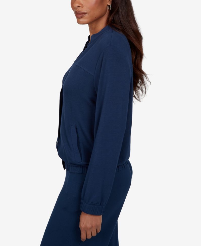Petite Mandarin-Collar Bomber Jacket