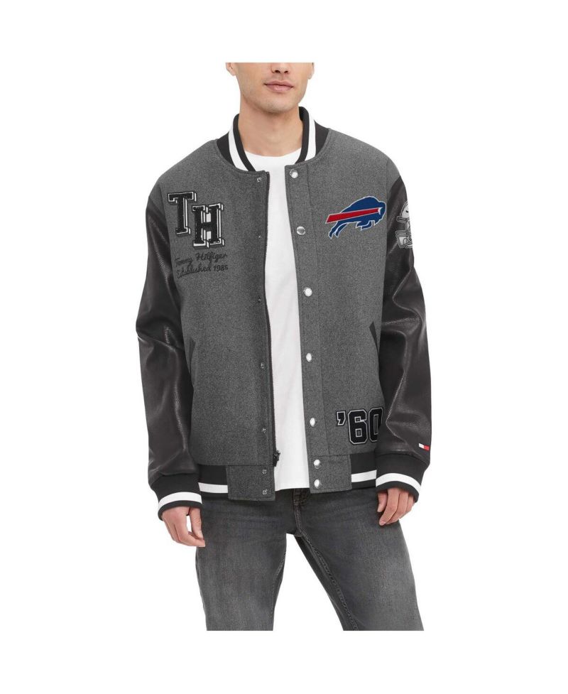 Men's Heather Gray Buffalo Bills Gunner Full-Zip Varsity Jacket