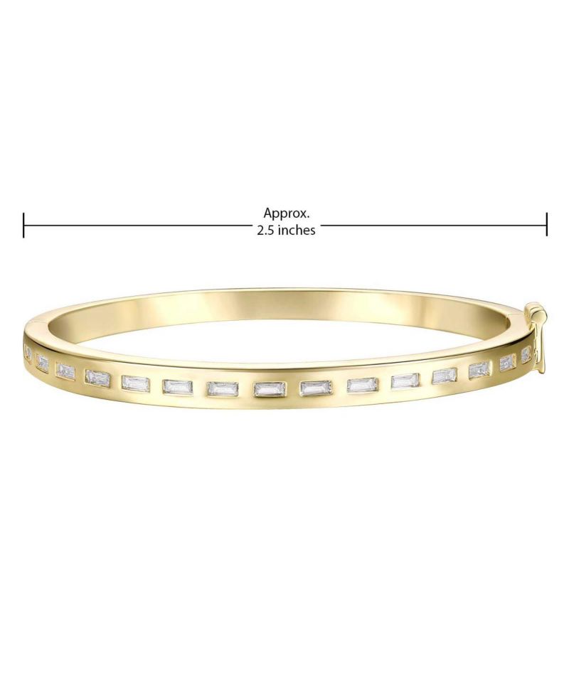 14K Gold Plated Brilliant CZ Baguette Bangle Bracelet