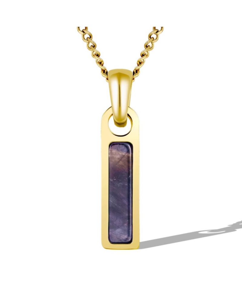 Men's Birthstone Tag Necklace - Gold Pendant
