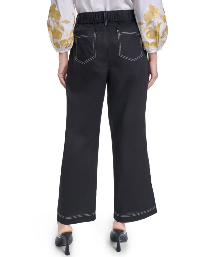 Women’s Fixed Belt Mid-Rise Straight Ankle Pants