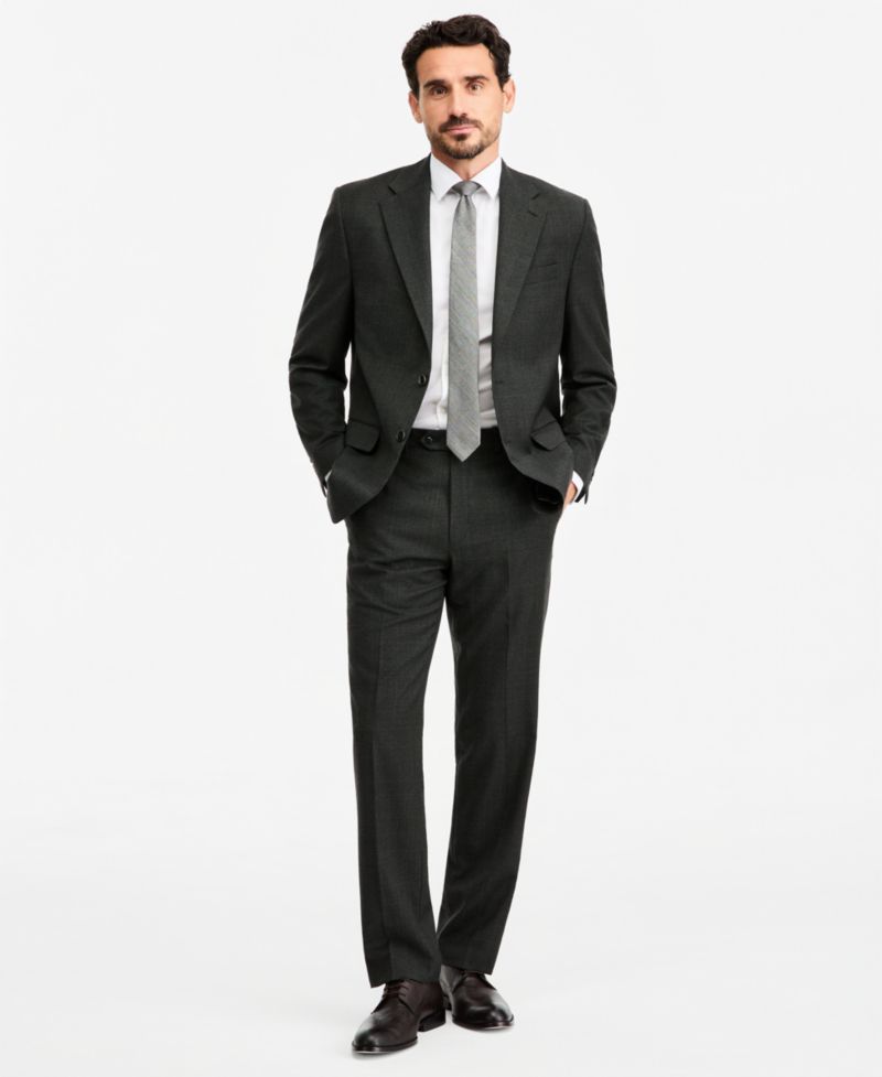 Men's Classic-Fit Wool-Blend Stretch Plaid Suit Separate Pants