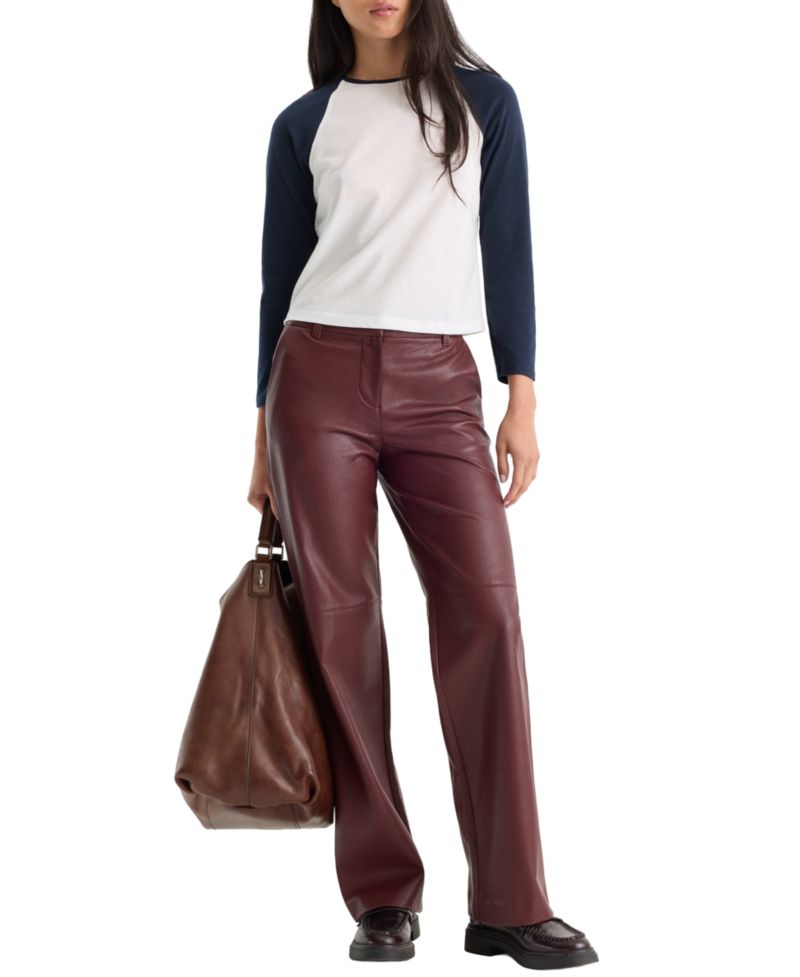 Women's Better Than Leather Low-Rise Wide-Leg Faux Leather Trousers