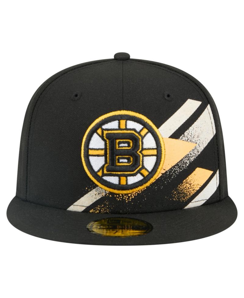 Men's Black Boston Bruins Faded Lines 59FIFTY Fitted Hat