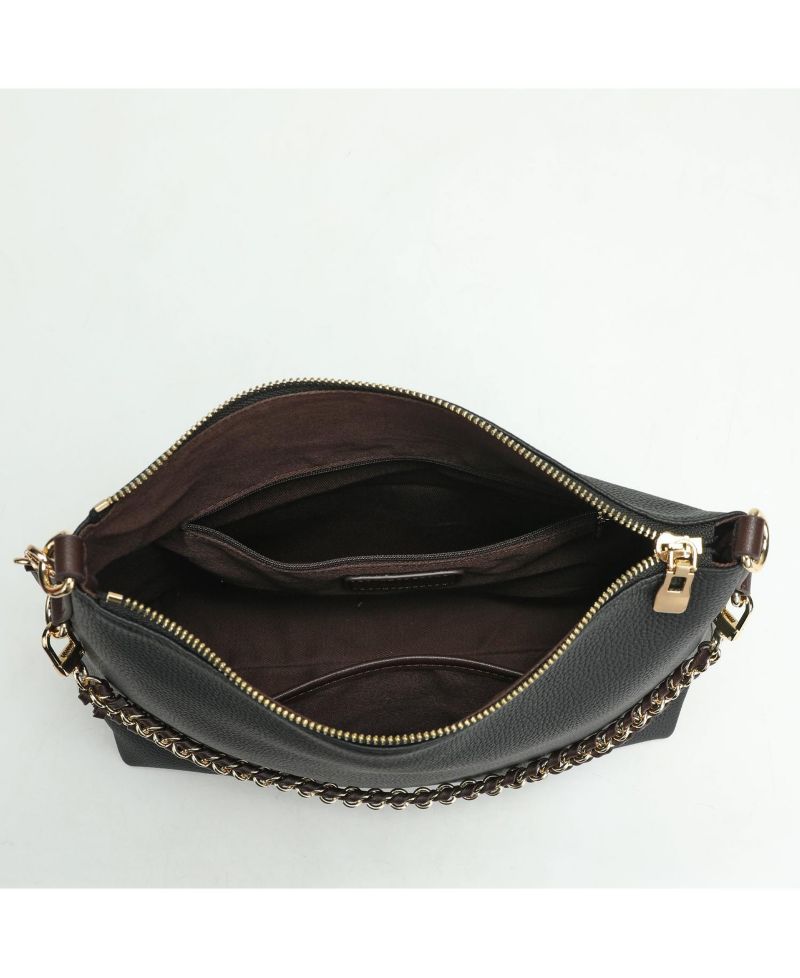 Riva Leather Convertible Hobo Bag Shoulder and Crossbody with Chain Detail