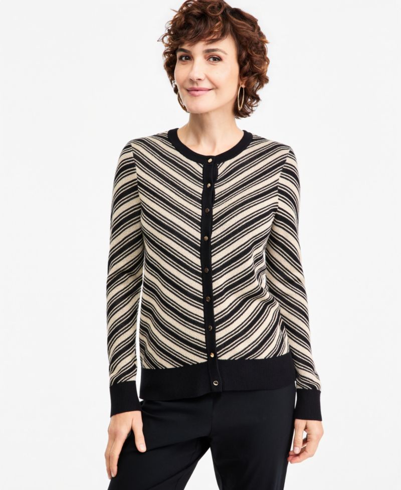 Women's Lurex Stripe Long-Sleeve Cardigan