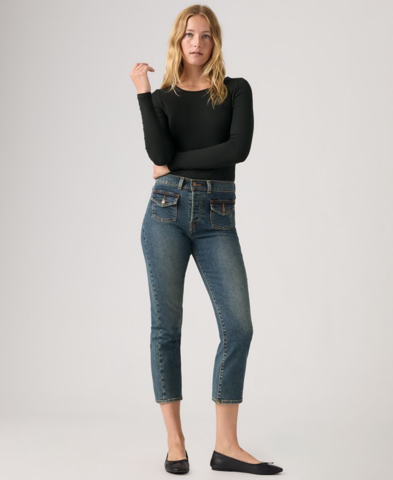 Women's Wedgie Flap Pocket High-Rise Cropped Jeans