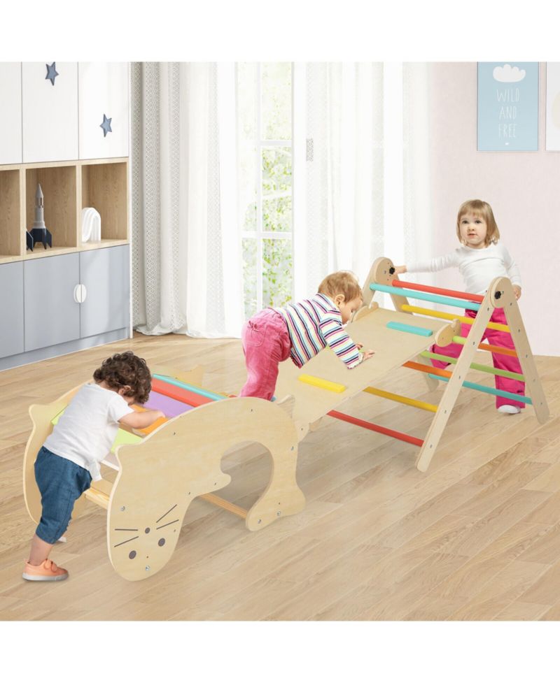 Ages 3+ 7-in-1 Indoor Climbing Gym with Reversible Ramp and Sea Lion Rocker, 4-Piece Set