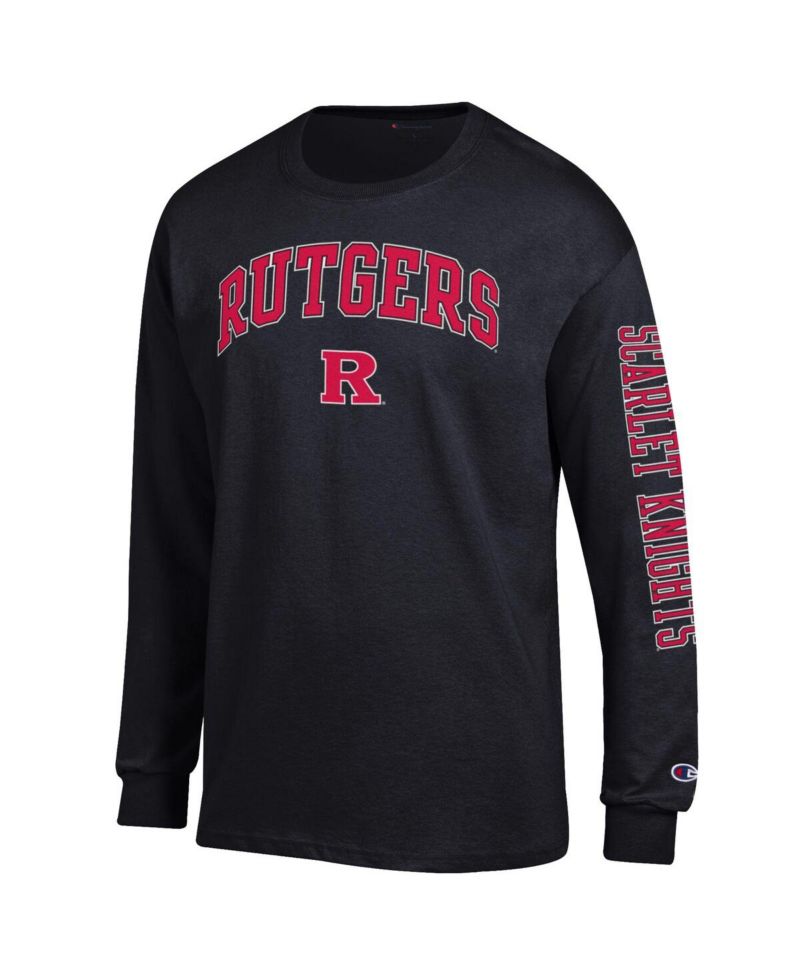 Men's Black Rutgers Scarlet Knights Arch Over Logo 2-Hit Long Sleeve T-Shirt