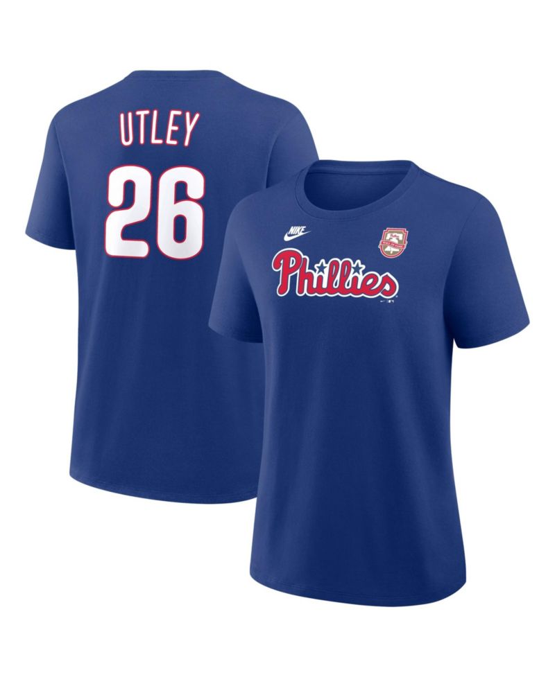 Women's Chase Utley Royal Philadelphia Phillies Wall of Fame Name & Number T-Shirt