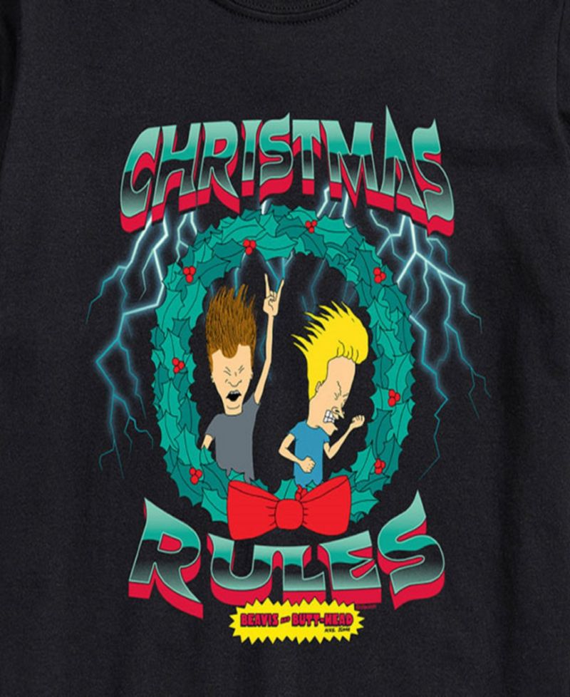 Men's Beavis Butthead Christmas Rules Short Sleeve Tee