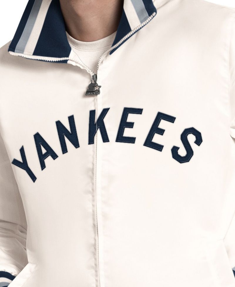 Men's White New York Yankees The Captain Cooperstown Logo Full-Zip Varsity Jacket