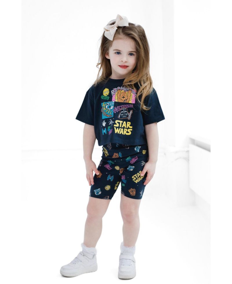 Girls' 2-Piece Cropped Tee and Bike Shorts Set