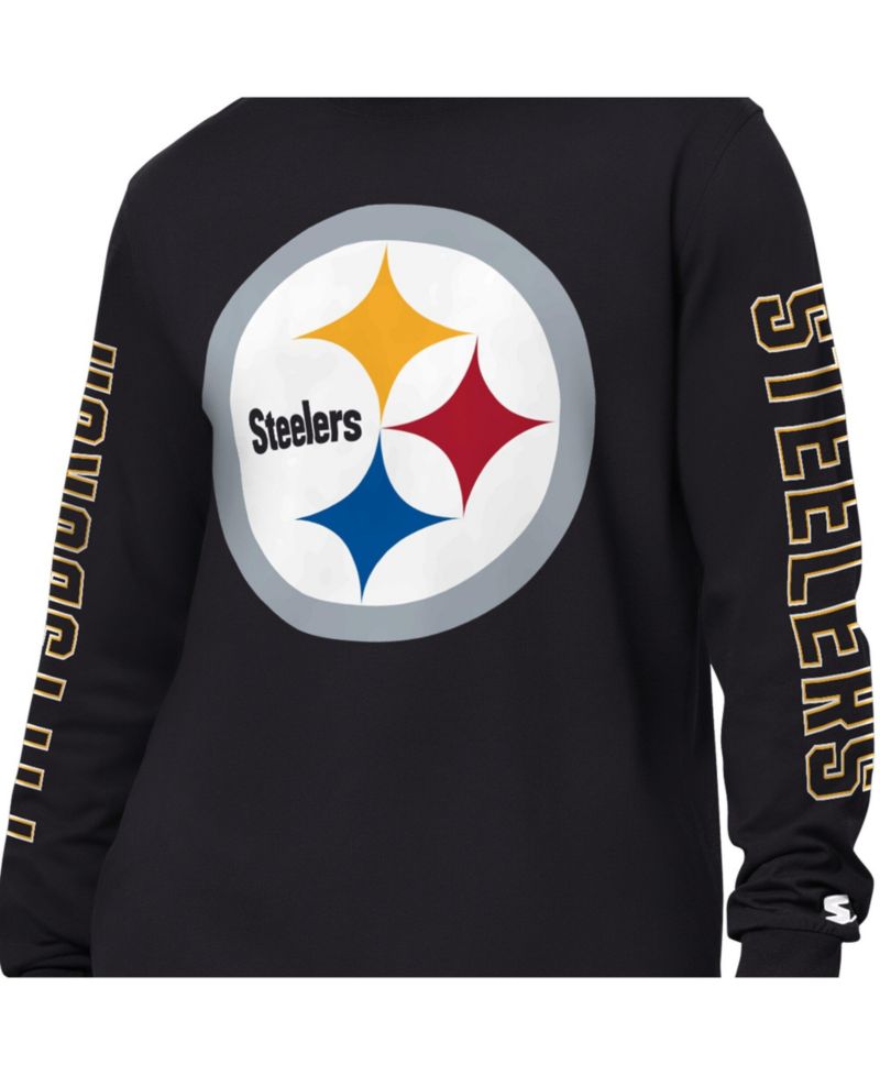Men's Black Pittsburgh Steelers Clutch Hit II Long-Sleeve T-Shirt