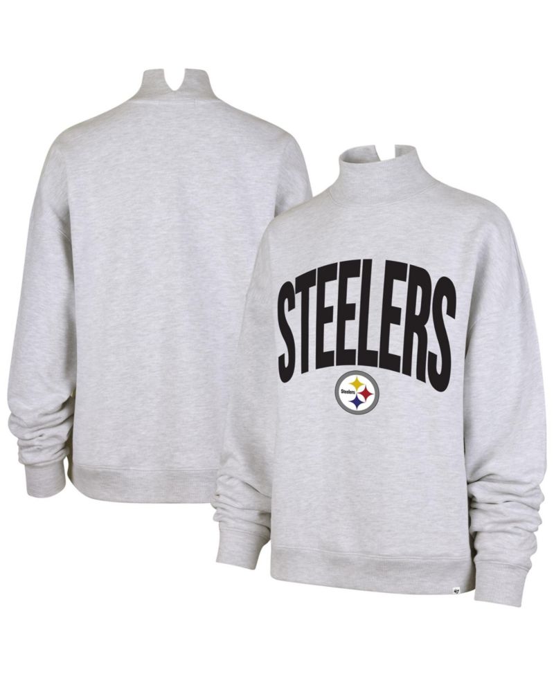 Women's '47 Gray Pittsburgh Steelers Subtle Muse Mock Neck Sweatshirt