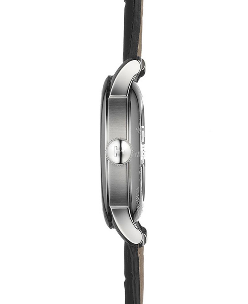 Men's Swiss Automatic T-Classic Le Locle Powermatic 80 Black Leather Strap Watch 39.3mm