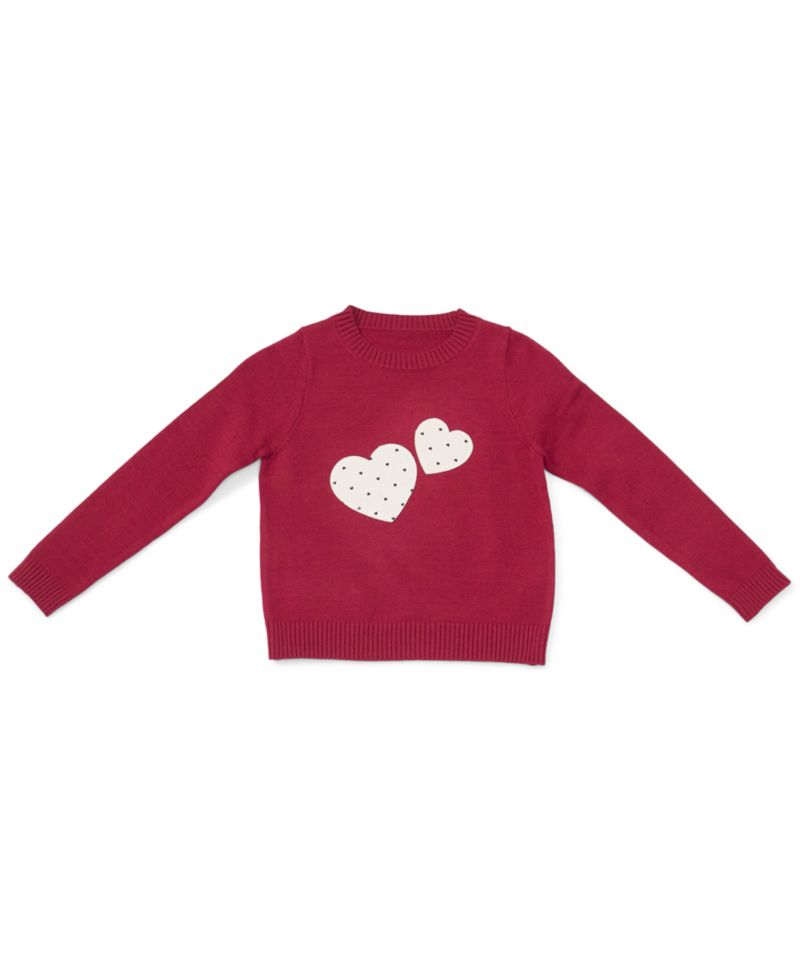 Girls' 4-16 Bow and Heart Crewneck Sweater