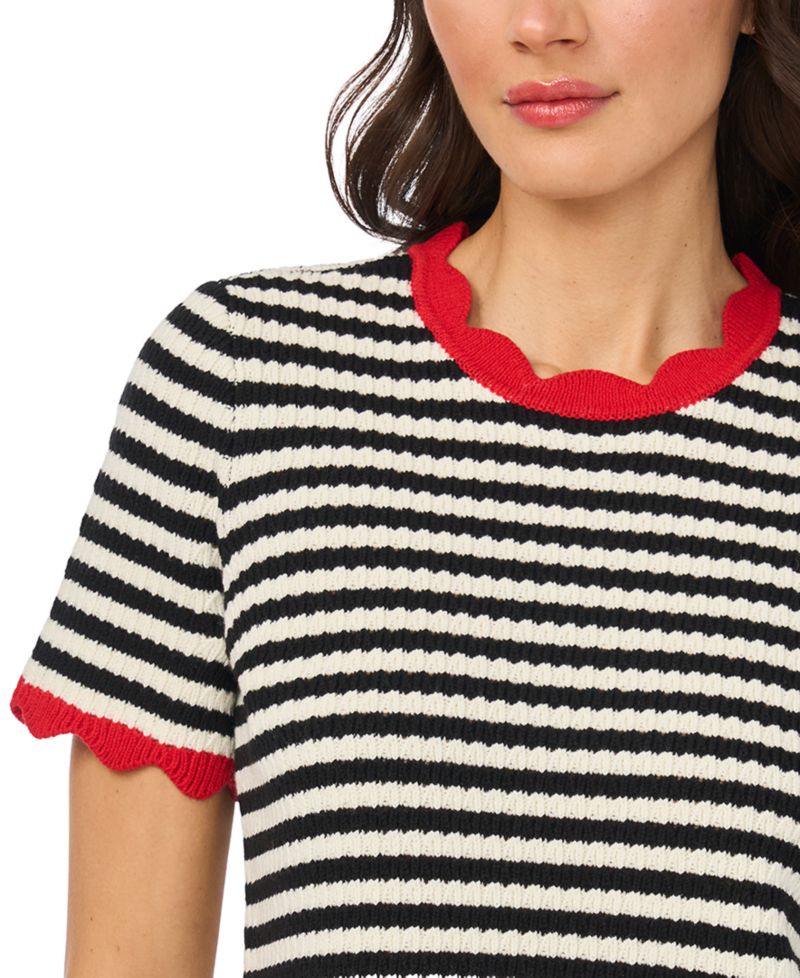 Women's Striped Pointelle Sweater