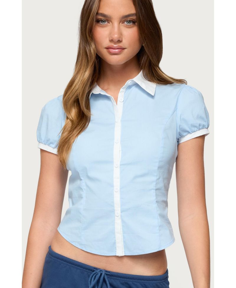 Women's Saide Contrast Tailored Button Up Shirt