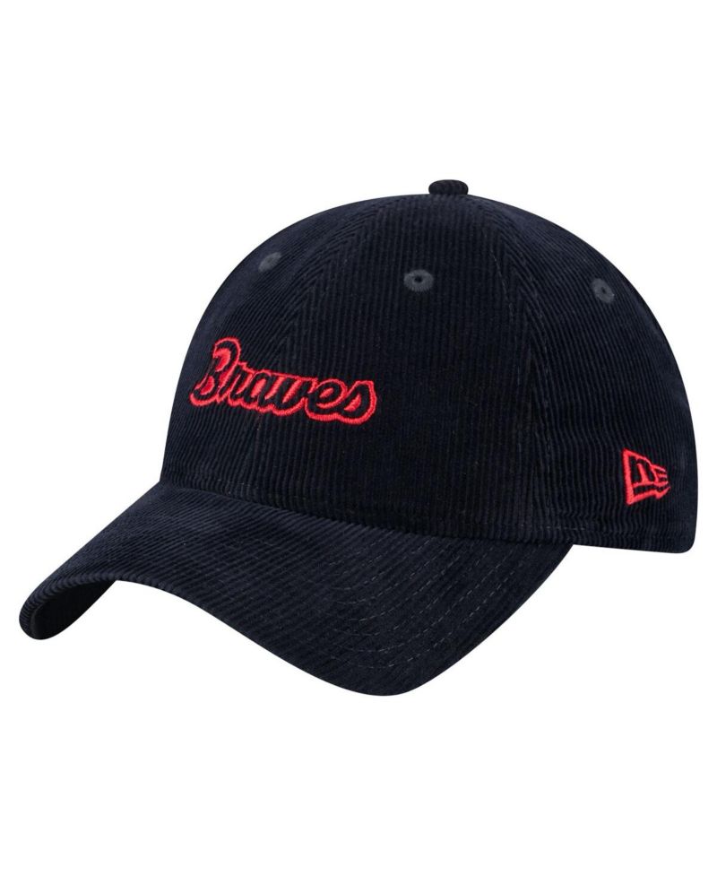 Women's Navy Atlanta Braves Corduroy 9TWENTY Adjustable Hat
