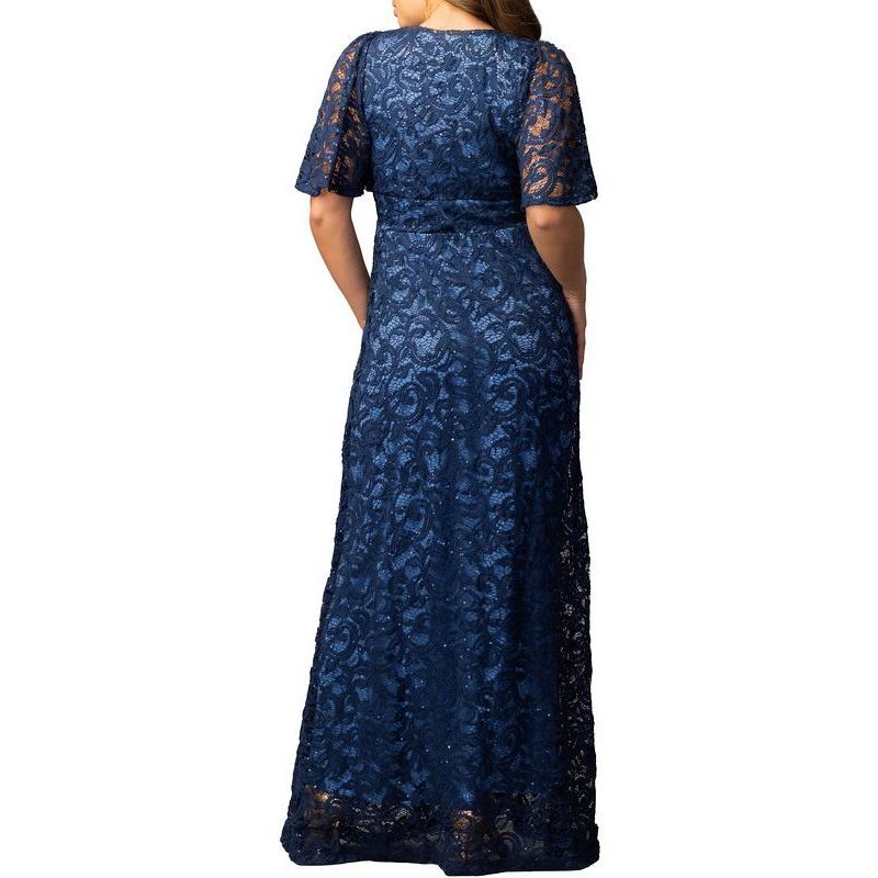 Women's Luminous Sequin Lace Evening Gown with Pockets