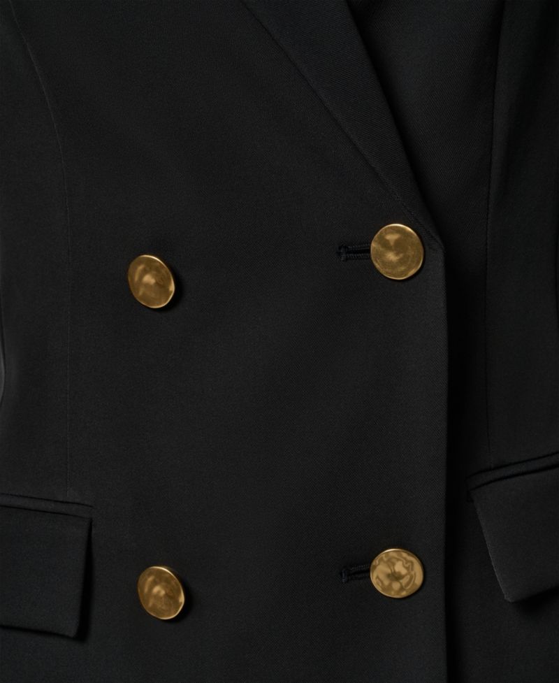 Petite Double-Breasted Long-Sleeve Blazer