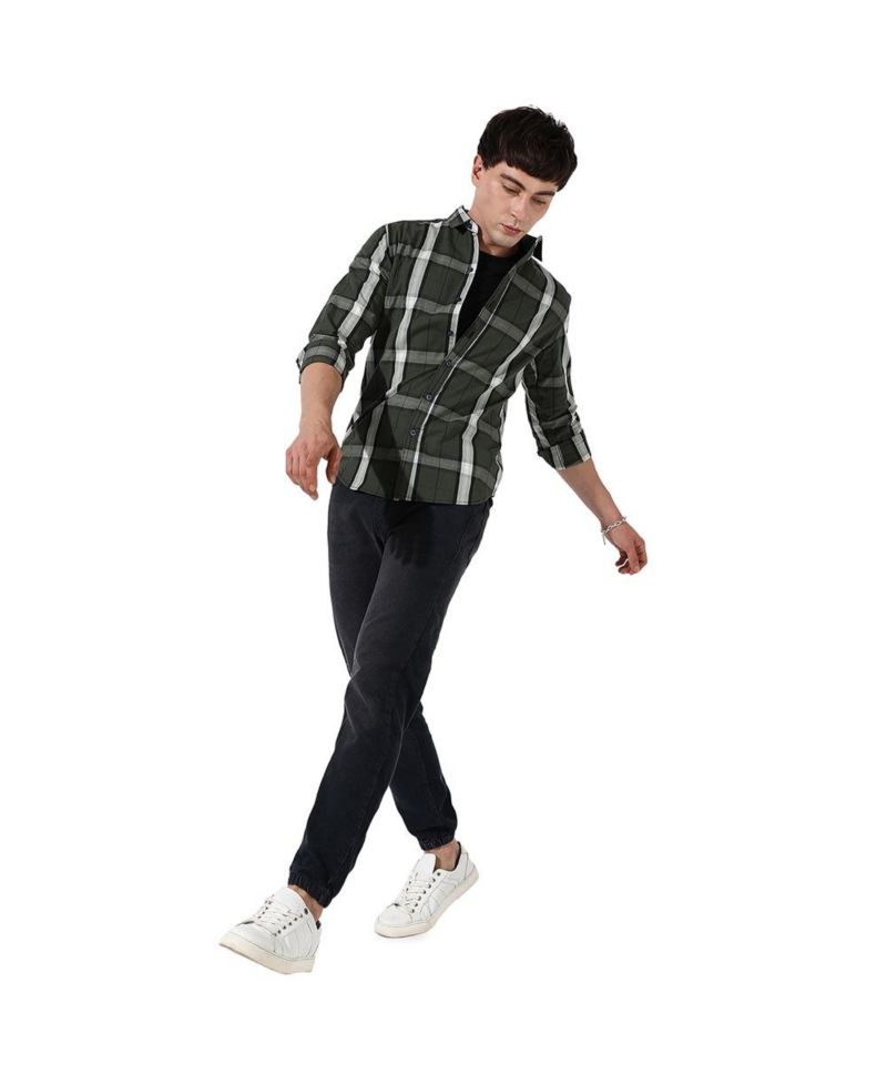 Men's Tartan Plaid Dark Green Shirt.
