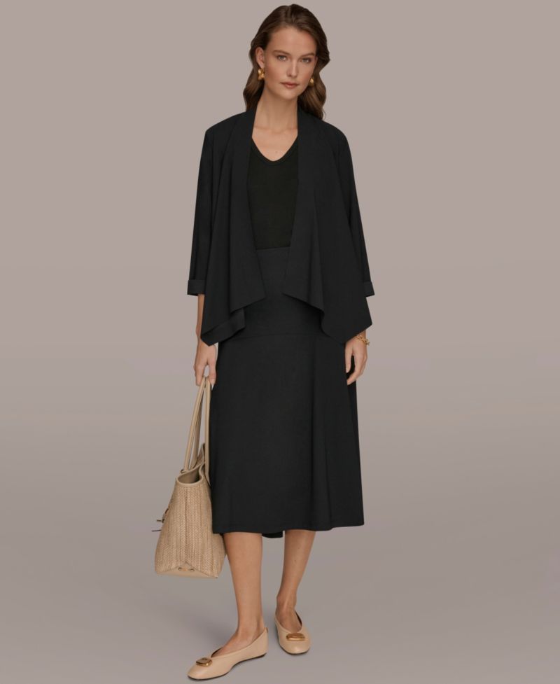 Women's Four Way Stretch Knit 3/4 Sleeve Open Front Cardigan Jacket
