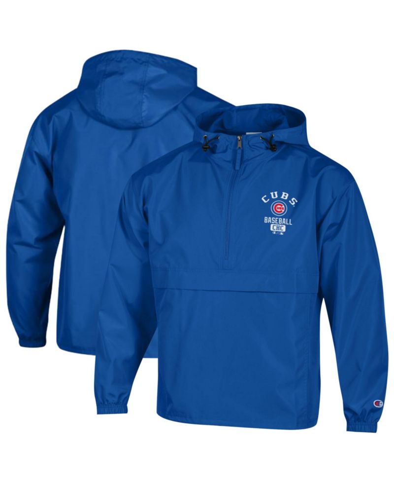 Men's Royal Chicago Cubs Packable Windbreaker Half-Zip Jacket
