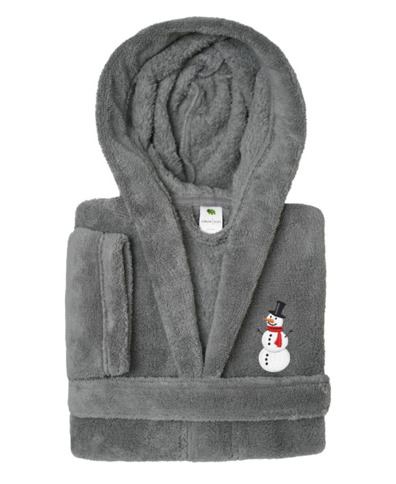 Kids Snowman Super Plush Double Brushed Hooded Bathrobe