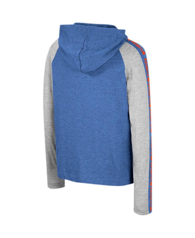 Big Boys and Girls Royal Florida Gators Ned Raglan Long Sleeve Hooded T-Shirt