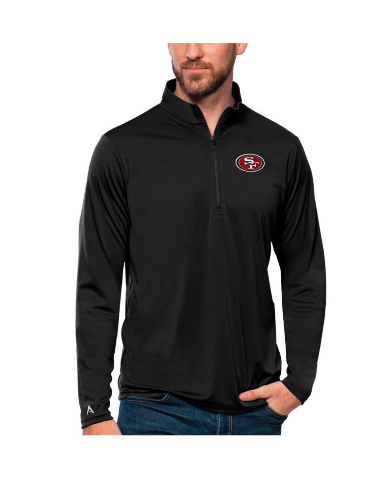 Men's Black San Francisco 49ers Tribute Quarter-Zip Lightweight Pullover Sweatshirt
