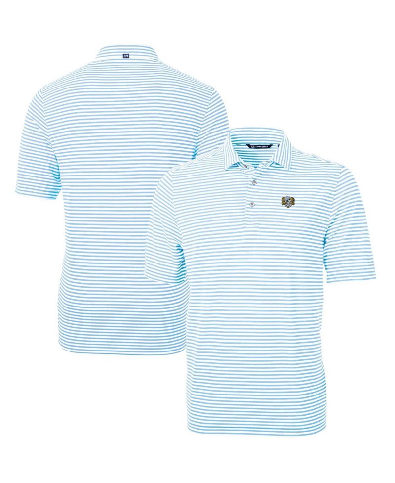 Men's Caroline Blue North Carolina Tar Heels Vault DryTec Virtue Eco Pique Stripe Polo Shirt
