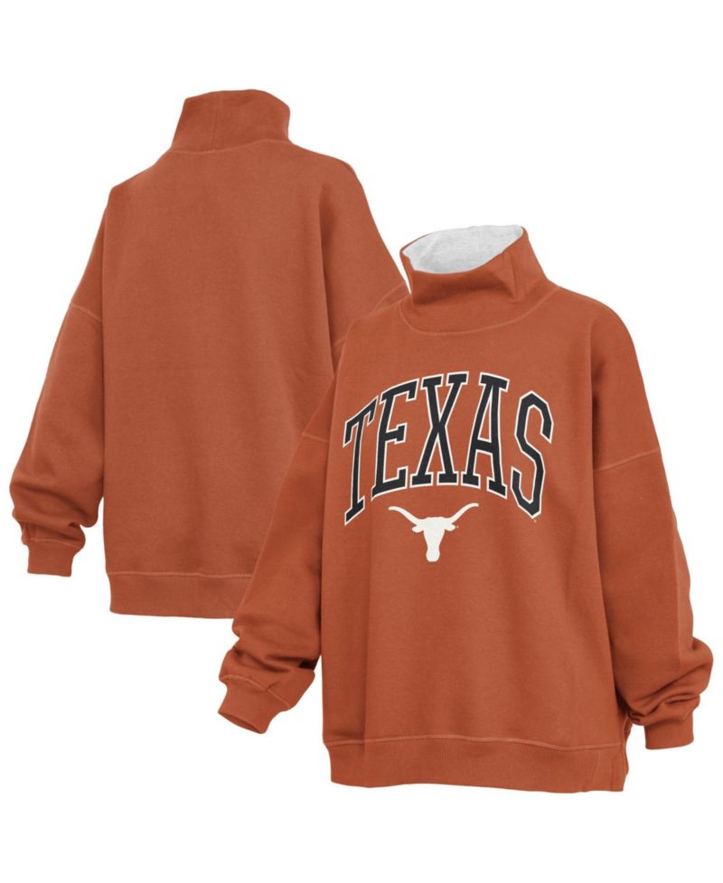 Women's Texas Orange Texas Longhorns Oversized Mock Neck Sweatshirt