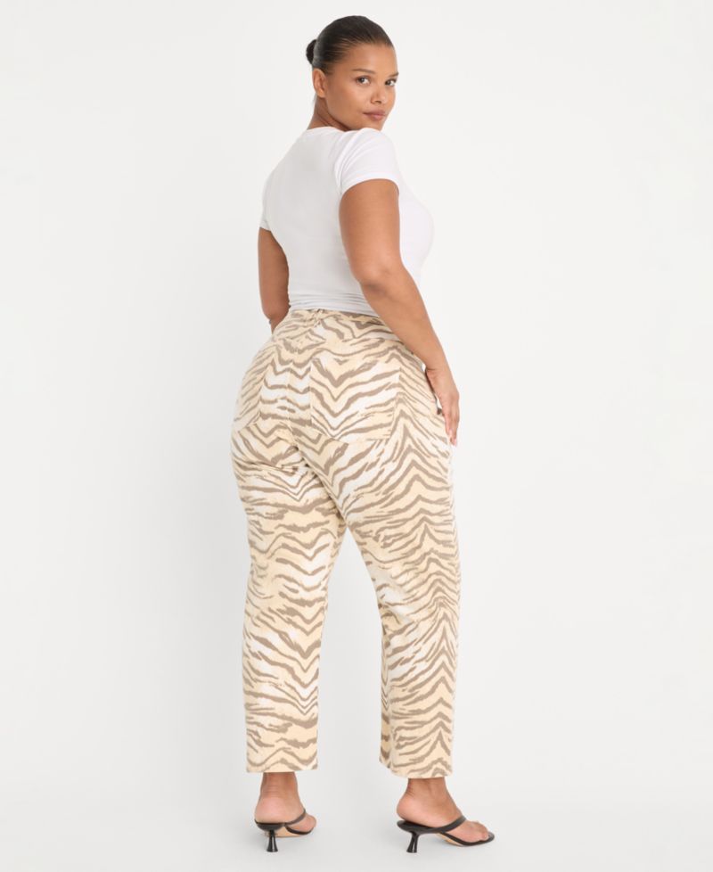 Women's Good Vintage-Inspired Straight Tiger Print Jeans