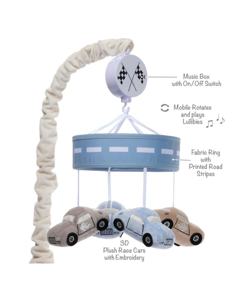 Lambs and Ivy Little Racer Musical Car/Transportation Baby Crib Mobile Soother Toy